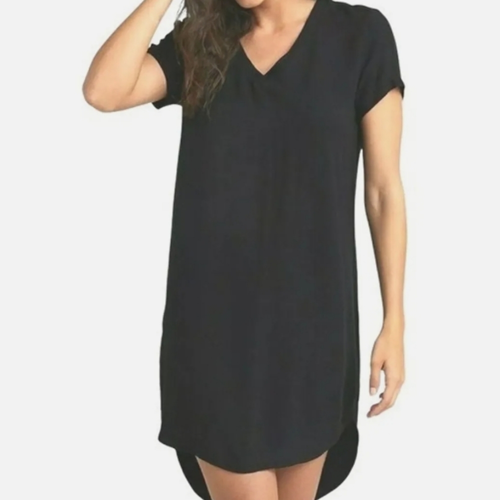 Cloth & Stone V Neck Long Sleeve Blue Shirt Dress Sz M NWT
